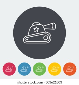 Tank toy icon. Thin line flat vector related icon for web and mobile applications. It can be used as - logo, pictogram, icon, infographic element. Vector Illustration. 