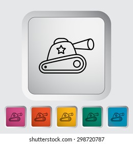 Tank toy thin line flat vector related icon set for web and mobile applications. It can be used as - logo, pictogram, icon, infographic element. Vector Illustration. 