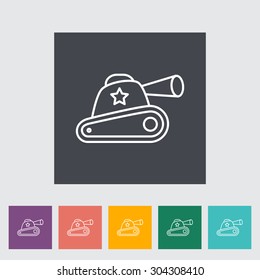 Tank toy thin line flat vector related icon set for web and mobile applications. It can be used as - logo, pictogram, icon, infographic element. Vector Illustration. 