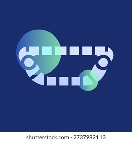 tank track glassmorphism illustration. Transparency blur elements. Ui layered design. Vector isolated element. 
