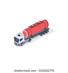 Tank truck, Flammability gasoline. Vector 3d isometric, color web icon, new flat style. Creative illustration design, idea for infographics.