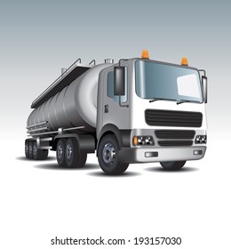 Tank truck and fuel tanks. Vector illustration