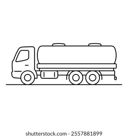 Tank truck icon. Black outline linear silhouette. Editable strokes. Side view. Vector simple flat graphic illustration. Isolated object on white background. Isolate.