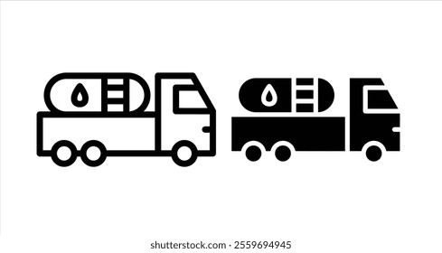 Tank truck Icon collection in filled and stroke style.