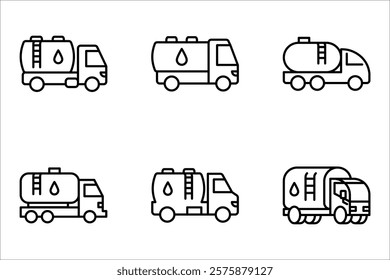 Tank truck icon set. Gasoline Fuel Truck. vector illustration on white background