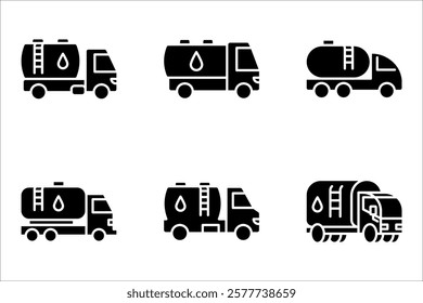 Tank truck icon set. Gasoline Fuel Truck. vector illustration on white background