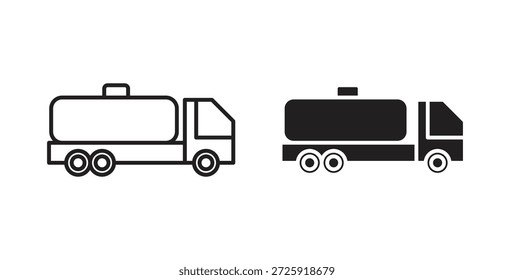 Iconos del camión del tanque. Icono lineal de Vector aislado sobre fondo blanco.