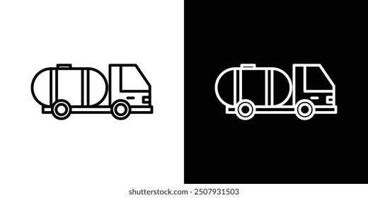 Tank truck thin line vector icon set.