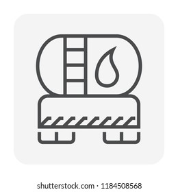Tank truck vector icon. Also called fuel or tanker truck. Transport vehicle with big cistern container for delivery liquid, gas i.e. water, chemical and petroleum i.e. oil, petrol, gasoline, diesel.