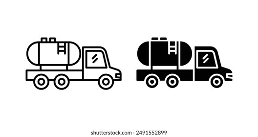 tank truck vector icon set in black color.