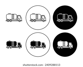 Tank truck vector illustration set. Fuel and oil container truck sign suitable for apps and websites UI design style.