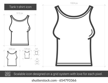 Tank t-shirt vector line icon isolated on white background. Tank t-shirt line icon for infographic, website or app. Scalable icon designed on a grid system.