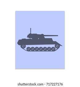 Tank Vector black icon on color sticker. Material design