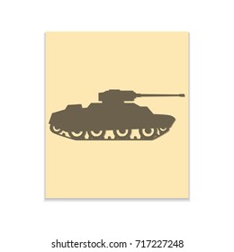 Tank Vector black icon on color sticker. Material design