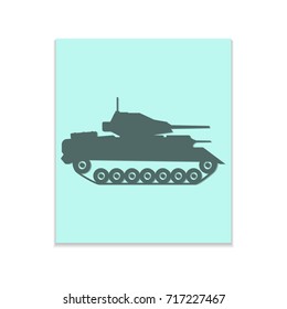 Tank Vector black icon on color sticker. Material design