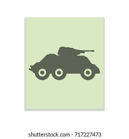 Tank Vector black icon on color sticker. Material design