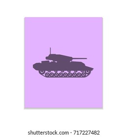 Tank Vector black icon on color sticker. Material design