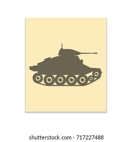 Tank Vector black icon on color sticker. Material design