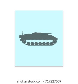 Tank Vector black icon on color sticker. Material design