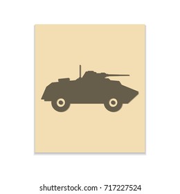 Tank Vector black icon on color sticker. Material design