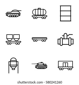 tank vector icons. Set of 9 tank outline icons such as tank, pump, barrel