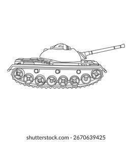 Iconos del vector del tanque. Conjunto de ilustraciones de cuatro líneas de arte de tanques militares, perfecto para interfaces App, infografías, Diseños web o materiales educativos. Gráficos limpios y escalables.