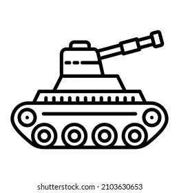 Tank Vector Outline Icon Isolated On White Background
