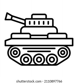 Tank Vector Outline Icon Isolated On White Background
