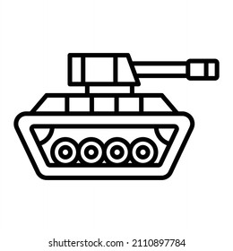 Tank Vector Outline Icon Isolated On White Background
