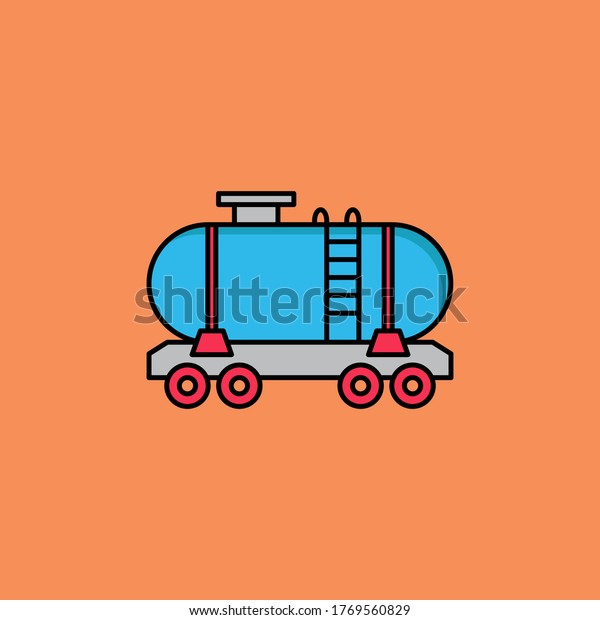 tank wagon filled\
outline Icon. construction and tool vector illustration on color\
background
