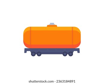 tank wagon icon on white, train tanker flat vector