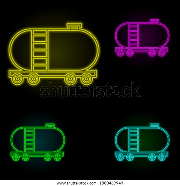 Tank wagon neon color set icon. Simple thin\
line, outline vector of global logistics icons for ui and ux,\
website or mobile\
application