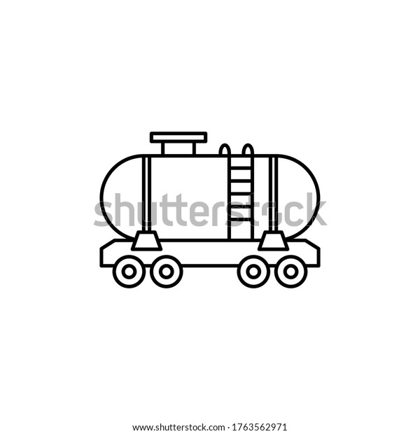 tank wagon outline Icon. construction vector\
illustration on white\
background