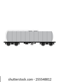 Tank wagon railroad vector isolated on white, oil, gasoline, gas container, cistern