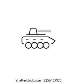 Tank, war, army icon logo vector image. Can also be used for military. Suitable for use on web apps, mobile apps and print media. War sign symbol editable stroke line on white background