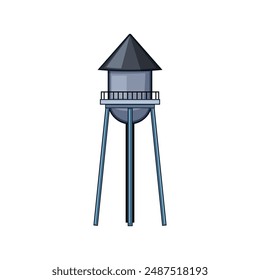 tank water tower cartoon. storage building, reservoir oil, old isometric tank water tower sign. isolated symbol vector illustration