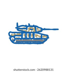 Vector de dibujo de icono de doodle de guerra de arma de tanque. signo de guerra de arma de tanque. ilustración de símbolo aislado