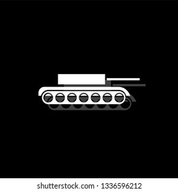 Tank. White flat simple icon with shadow