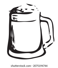 Tankard stein mug beer glass. Hand drawn ink style graphics illustration. Oktoberfest, Saint Patrick or craft draft beer event festival poster, banner ir stickers, pub bar restaurant menu.