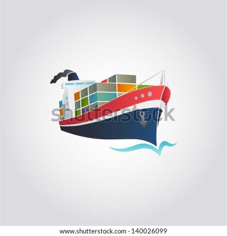 Tanker / Cargo ship with containers icon, vector illustration