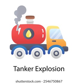 Tankerexplosion Symbol im flachen Stil