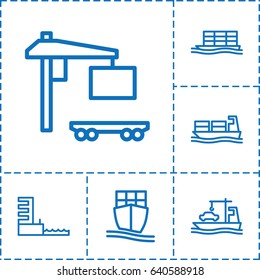 Tanker icon. set of 6 tanker outline icons such as cargo truck, cargo ship