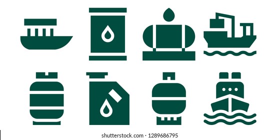  tanker icon set. 8 filled tanker icons. Simple modern icons about  - Gas, Boat, Oil, Water tank, Cargo ship