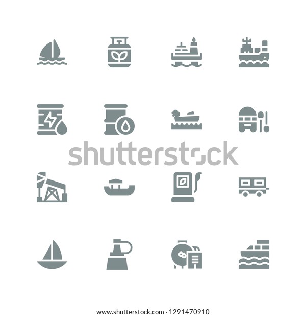 tanker icon set.\
Collection of 16 filled tanker icons included Boat, Oil, Trailer,\
Fuel, Boating, Gas, Sail\
boat