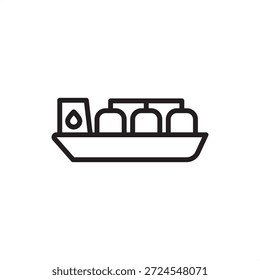 Ícone do navio-tanque simbolizando o transporte de líquidos a granel, o transporte de petróleo e a logística marítima, representando navios de transporte de combustível, navios químicos, fornecimento de energia ao largo, transporte de fluidos industriais, marinha mercante.