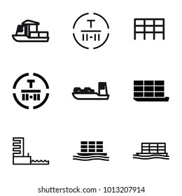 Tanker icons. set of 9 editable filled and outline tanker icons such as cargo terminal, cargo ship