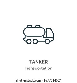 Tanker outline vector icon. Thin line black tanker icon, flat vector simple element illustration from editable transportation concept isolated stroke on white background