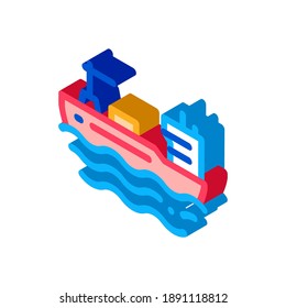 Tanker At Sea Icon Vector. Isometric Tanker At Sea sign. color isolated symbol illustration