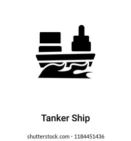 Tanker Ship icon vector isolated on white background, logo concept of Tanker Ship sign on transparent background, filled black symbol