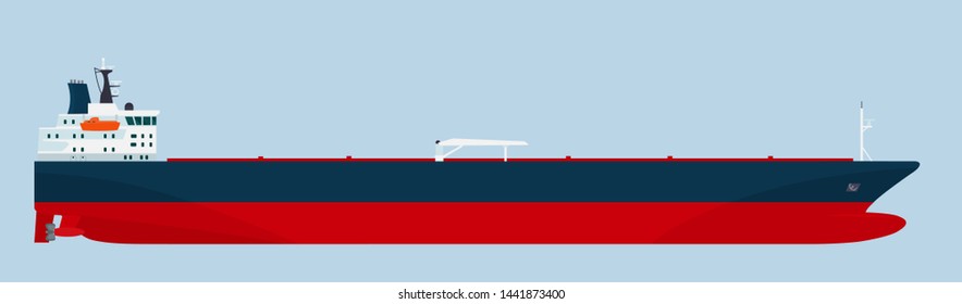 Tanker ship isolated. Vector flat style illustration.